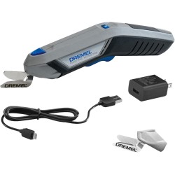 Dremel HSSC-01 4V Cordless USB Rechargeable Electric Scissors with Two Blade Attachments, USB Cord, and Power Block - Ideal for Cutting Fabric, Cardboard and Paper Material