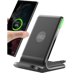  INIU Wireless Charger, 15W Fast Qi-Certified Charging Stand, Sleep-Friendly Adaptive Light, Compatible with iPhone 15/14/13/12/11 Pro Max Plus, Samsung Galaxy S23/S22 Ultra/S21/S20, Google, and More